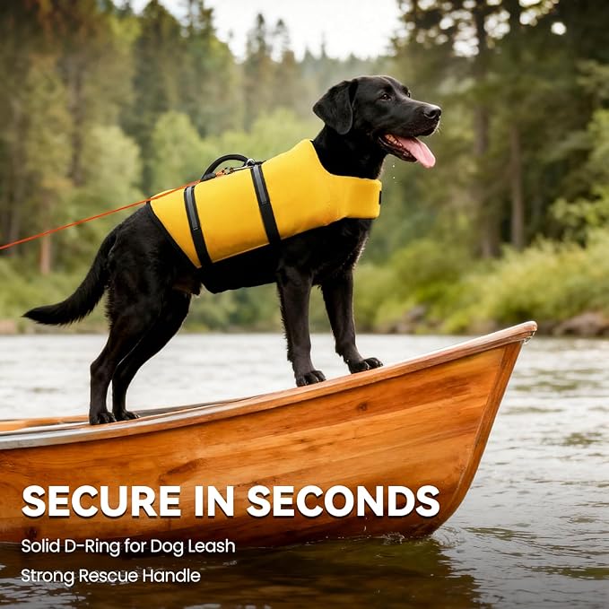 VIVAGLORY Rip Stop Dog Life Vest, Swimming Vest with Handle, Buoyancy for Doggy Puppy, Dog Life Jacket for Swimming & Boating, XXS, Yellow