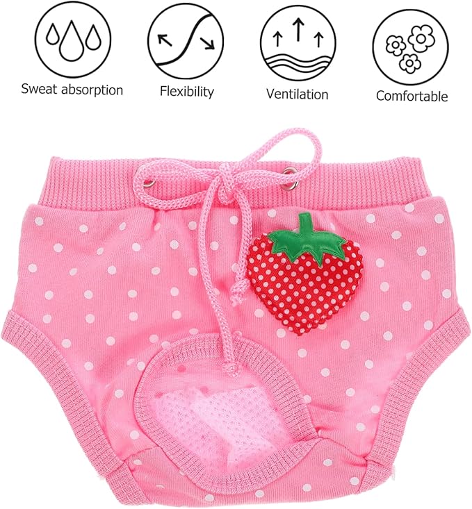 Milisten Pet Diaper Sanitary Physiological Pants for Male Dogs Washable Strawberry Pink Prevents Unwanted Mating Protects Home from Urine and Stains