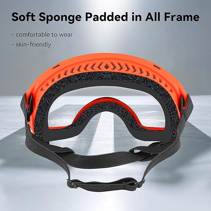 NAMSAN Clear Dog Goggles for Large Dogs, Wide Eyecup & Soft Frame, Anti-UV Sunglasses for Dogs Medium to Large Breed, Driving Dog Eye Protection, Windproof Dustproof, Adjustable, Orange