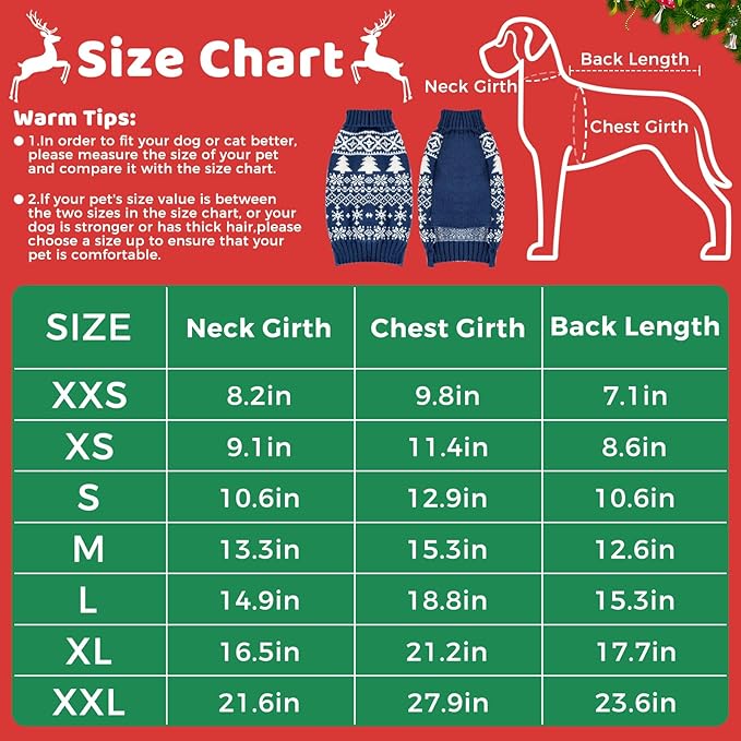 Christmas Dog Sweaters for Small Medium Large Dogs and Cats,Pet Soft Warm Holiday Outfit Girl & Boy,Pup Winter Clothes Turtleneck Double Knitting Collar for Outdoors Playing (Blue,Medium)