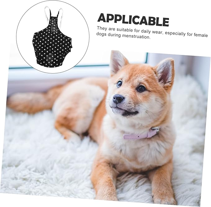 SUPVOX 1pc Dog Physiological Pants Breathable Menstrual Diaper for Female Dogs Washable and Reusable Prevents Leaks and Mating for Monthly Cycle Black