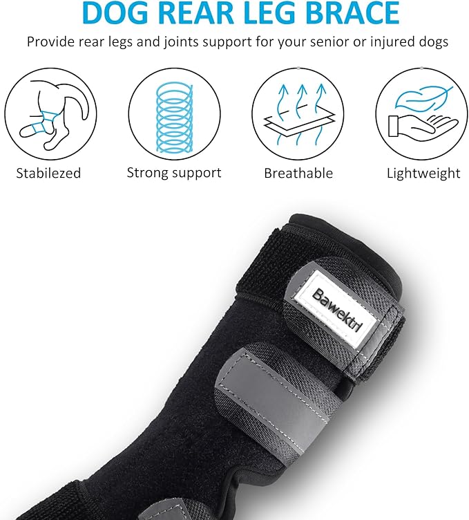 Dog Leg Brace for Back Leg, Canine Hock Brace for Rear Legs with Dual Metal Strips, Joint Warps Strong Support Help for Hind Leg Injuries Sprains Arthritis Torn ACL(1Pair)