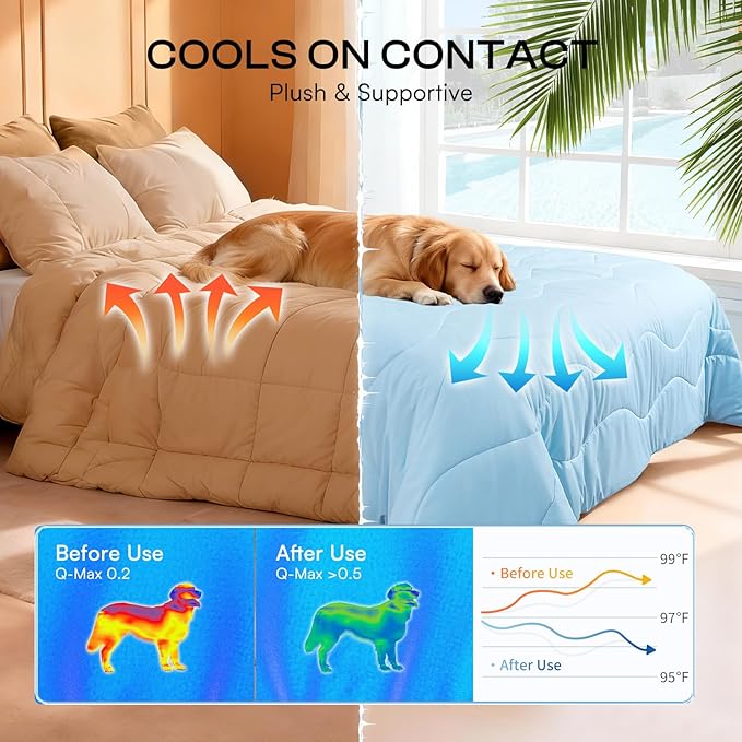 Luciphia Premium Cooling Dog Blanket Washable Q-MAX>0.5 Small Medium Large Pet Mat Puppy Cat Self-Cooling Soft Breathable Calming Throw for Sofa Crate Bed (Light Blue,60x80 inches)