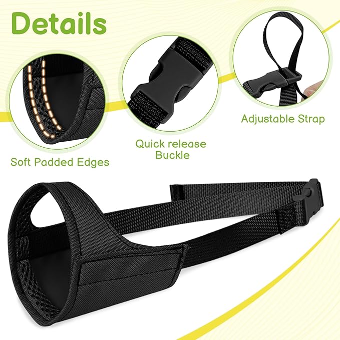Mayerzon Short Snout Dog Muzzle for Small Medium Dogs, Soft & Sturdy Fabric, Anti Excessive Biting Chewing, Suits Chihuahua Shih Tzu Maltese for Grooming Vet Visits Walk, Allows Drinking(Black, XXS)