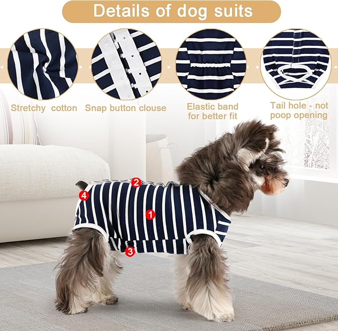 Etdane Dog Period Diapers Small Dog Sanitary Panties Period Suit for Male Female Dogs Diaper Cover for Heat Blue Stripe/X-Large
