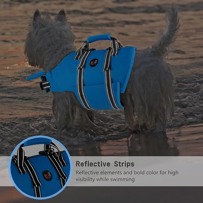 Dogcheer Dog Life Jacket with Zipper and 4ft Leash, Adjustable Pet Life Vest for Swimming Boating, High Buoyancy Flotation Swim Vest PFD for Small Medium and Large Dogs-Blue,XS