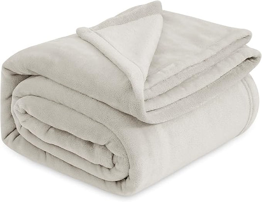 Bedsure Fleece Blanket Twin Blanket Linen - 280GSM Soft Lightweight Plush Cozy Blankets for Bed, Sofa, Couch, Travel, Camping