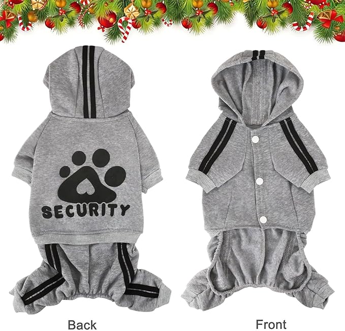 Dog Hoodie Security Clothes 4 Legs Jumpsuit Sweatshirt Hoodies Soft & Warm Dog Outfit Pullover Dog Winter Clothes Sweater for Small Medium Large Dogs Cats (Gray, X-Large)