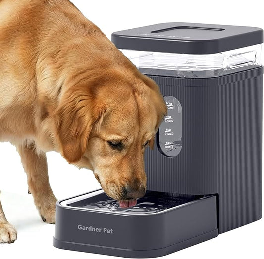 Gardner Pet 1.7 Gallon Automatic Dog Water Bowl Dispenser 6.5L Gravity Water Feeder with Stainless Steel Bowl & Maifan Stone Filter, BPA-Free for for Cats and Dogs (Grey, 1.7 Gallon)