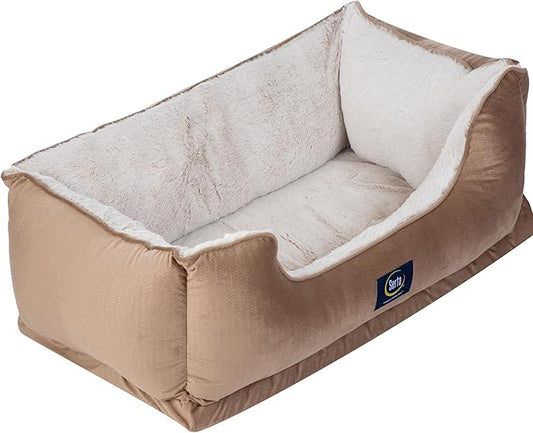 Serta Orthopedic Cuddler Dog Bed for Pets – Desert Sand (X-Large)