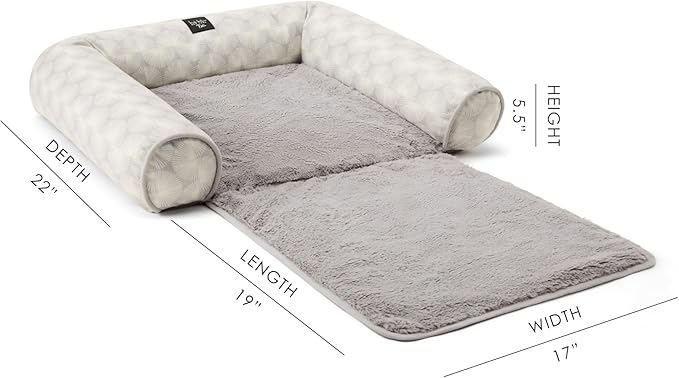 Nicole Miller New York PET Kendall Fluted Geo Cozy Couch Protector Pet Bed, Cozy & Calming, Non-Slip Bottom, Machine Washable, Grey, Large 40"x23"x4"