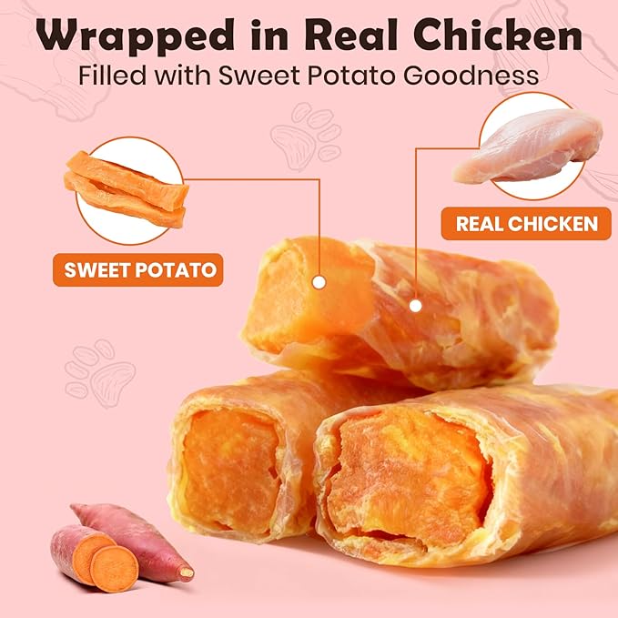 Sweet Potato Dog Treats with Chicken 10.6oz – Soft Chewy Training Treats for for Small, Medium & Large Breeds, Easy to Digest, Rawhide-Free Healthy Snacks
