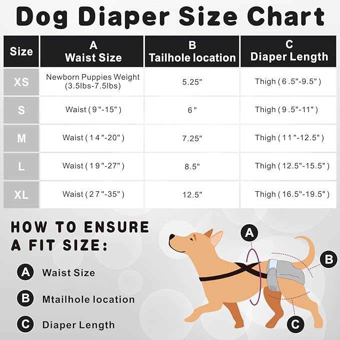 Idepet Female Dog Diapers with Suspender Detachable, 3 Pack Washable Reusable Girl Doggie Diapers for Small Medium Female Dog in Heat Period Cycle Urinary Incontinence Training XL