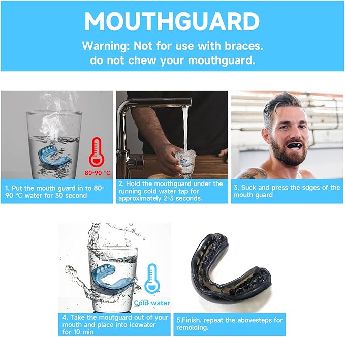 2 Pack Football Mouthguard,Kids Sport Mouth Guard,Youth Mouth Guard with Straps and Case, Kids MouthGuard for Football,Mouthpiece for MMA,Lacrosse,Basketball,Hockey,Boxing