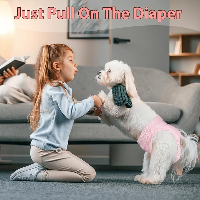 Ambreview Disposable Dog Diapers Female, Just Pull It Up, Doggie Diapers for Female Dogs, Strong Absorbency | Leak Proof, for Dogs in Heat | Elderly | Disabled, S 100 PCS