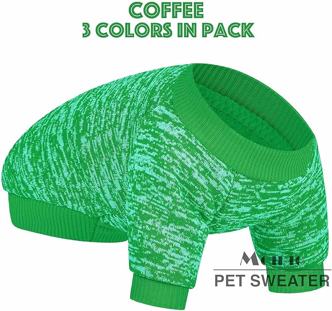Dog Sweater, Dog Sweaters for Small Dogs, 2, 3 Pack Warm Soft Pet Clothes for Puppy, Medium Large Cat, Dogs Girl or Boy, Dog Shirt for Winter Christmas (Red+Green+Coffee, X-Small)
