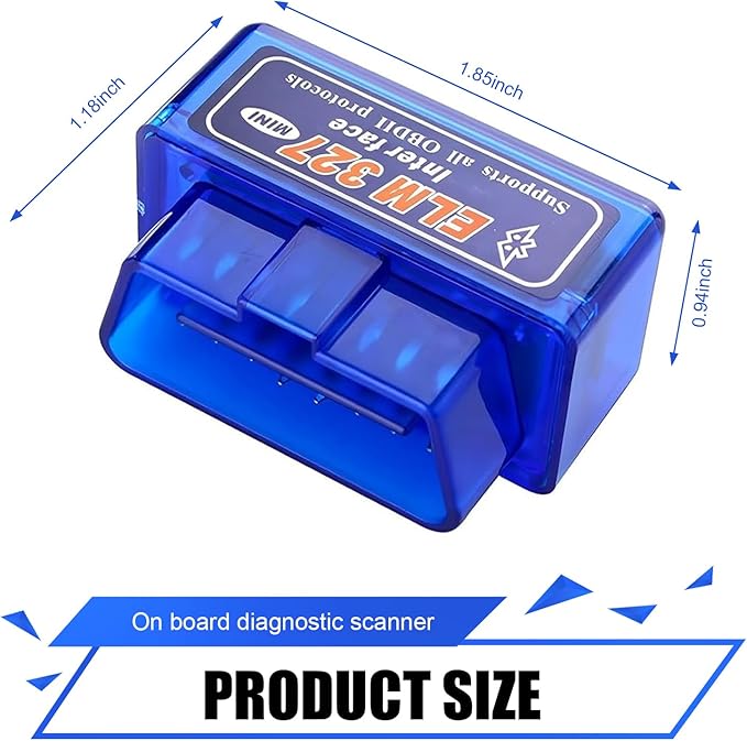 Car OBDII Diagnostic Tool, ELM327 Engine Data Scanner for Real-time Monitoring, Portable Fault Reading and Elimination Tool, Universal Bluetooth Connection for IOS Android Windows (Blue)