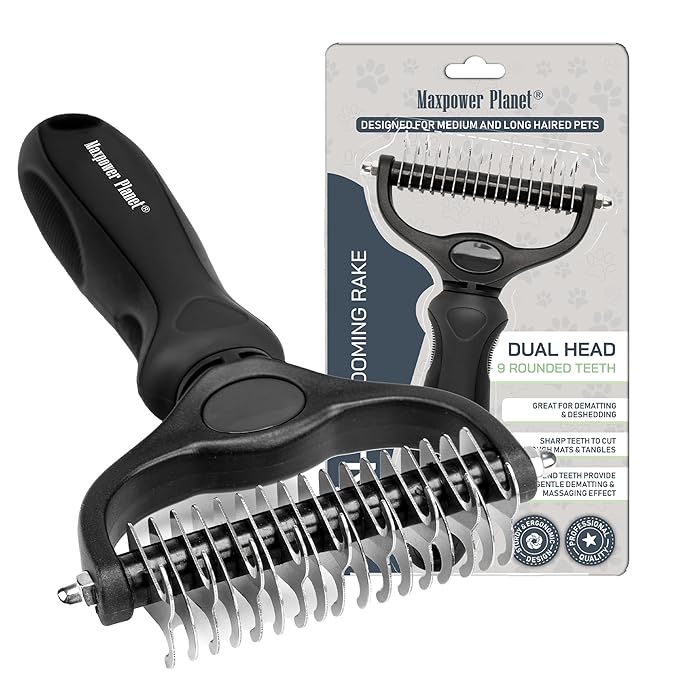 Maxpower Planet Hair Brush & Grooming Gloves for Dogs and Cats - Black