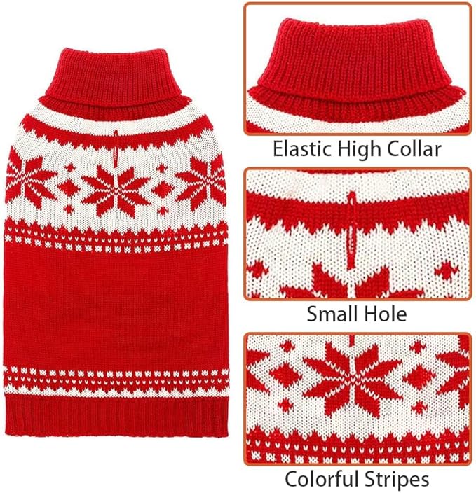 Mihachi Dog Sweater - Winter Coat Apparel Clothes with Colorful Stripes for Cold Weather Medium