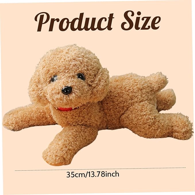 Crinkle Dog Toys,Cute Vivid Teddy Dog Mating Toy 14inch Cotton Filled Plush Dog Toy with Collar Decorative Stuffed Dog for Couch Sofa Bed Beige
