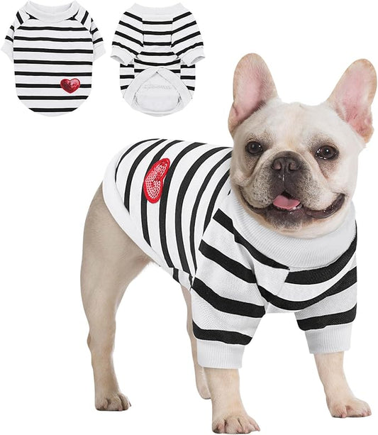 Queenmore Small Dog Shirt,Soft Breathable Dog Shirt for Dogs Cats Boy Girl,Pet Clothes for All Season,Breathable Lightweight Pet Tshirt for Frenchie, Dachshund, Yorkie