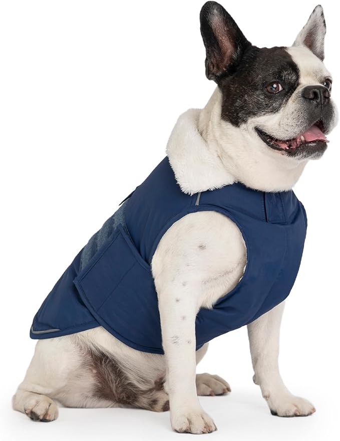 Mklhgty Extra Warm Dog Coat, Waterproof Dog Winter Jacket with Leash Portal, Fleece Reflective Pet Snow Vest for Small Medium Large Dogs - Blue - S