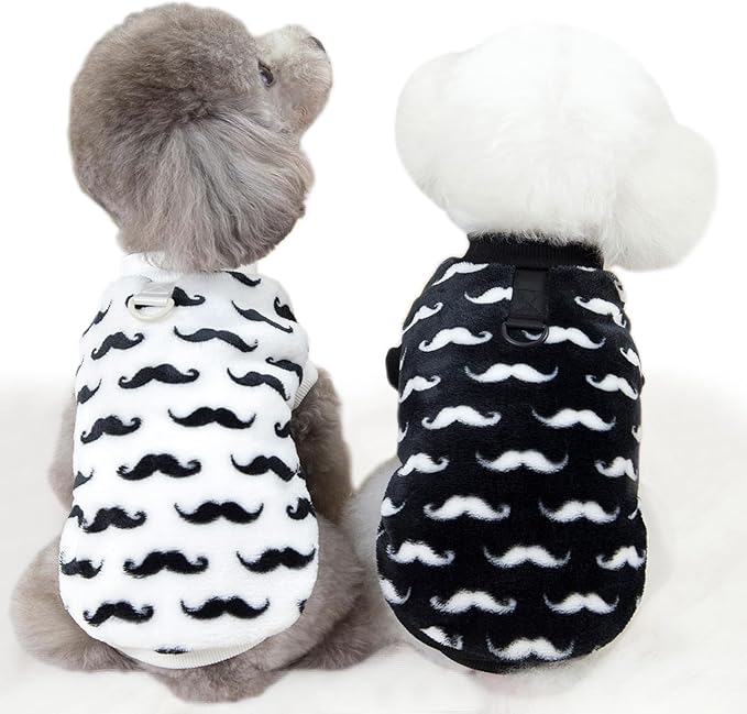 Pet Pullover Dog Sweater Cute Winter Puppy Clothes for Small Dogs Cats Warm Dog Knitwear Outfits Doggy Knitted Clothing with D-Ring, 2 Pack, Black White, X-Large