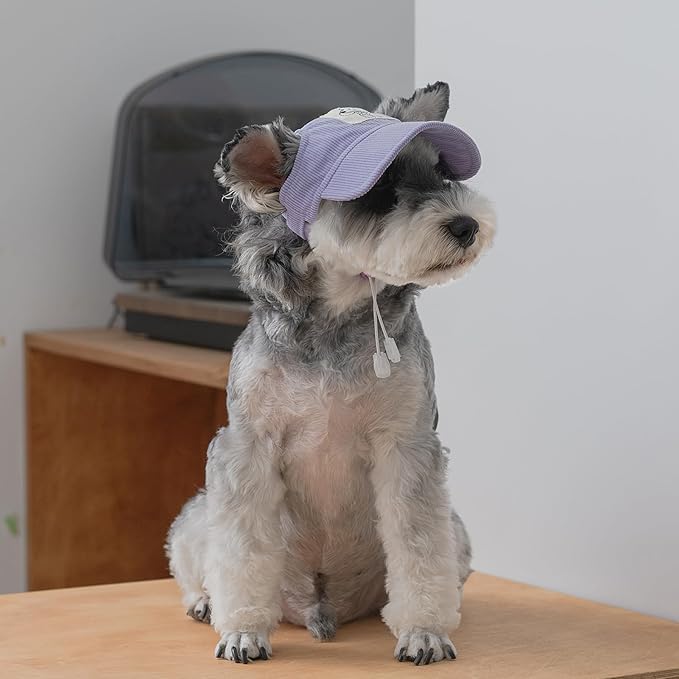 Pet Dog Baseball Cap, Cat Hat, Cat Dog Sun Cap with Ear Holes, Adjustable Puppy Outdoor Sun Hat (Purple, Small)