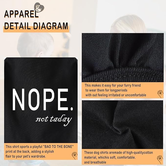 Discover Cozy Cotton Canine Wear: Soft, Lightweight, and Breathable Dog Shirt Vest with Eye-Catching Graphics(Nope not Today), Keeping Your Furry Friend Warm and Comfy! Grey S