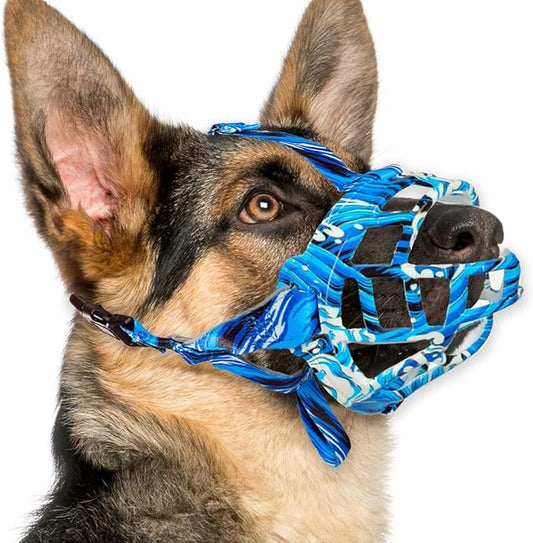 Basket Dog Muzzle Size 2 and Bluewhite Dog Muzzle Size 2 Set, Dog Mouth Guard for Biting Chewing Scavenging, Best for Aggressive Dogs