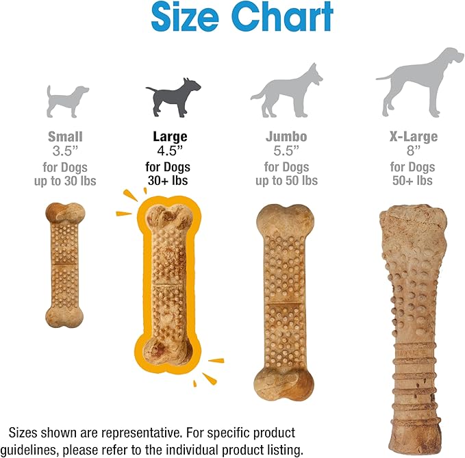 Nylabone Nubz Natural Dog Chew Treats for Large Dogs, Long Lasting Dog Bones Made in USA, Chicken Flavor Breath Freshener Dental Chews, For Dogs Over 30 lbs. (18 Count)