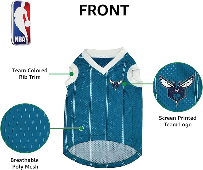 Pets First NBA Charlotte Hornets Dog Jersey, Small- Tank Top Basketball Pet Jersey