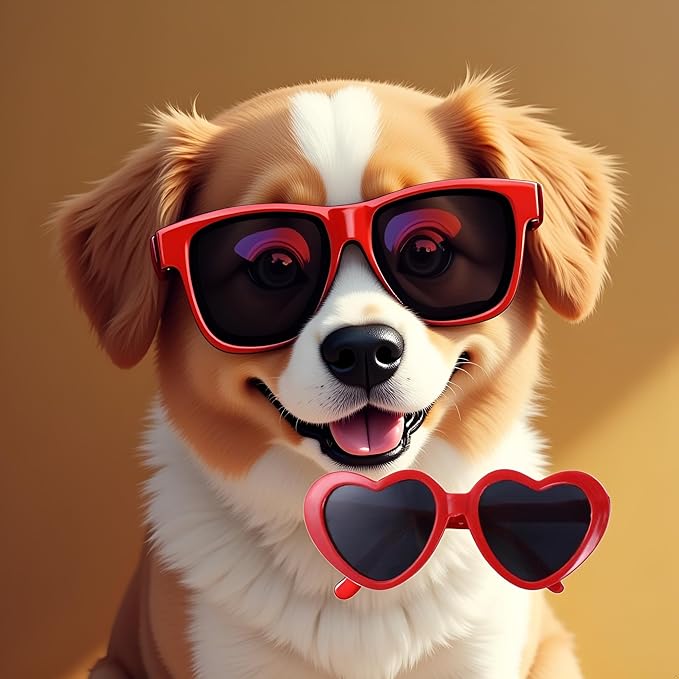 Red Pet Sunglasses Cute Pet Dog Sunglasses Cat Glasses Heart Sun Flower Glasses for Small Dogs Cat Accessories Photos Props Pets Party Decor Backpacks Apparel and Accessories Dogs
