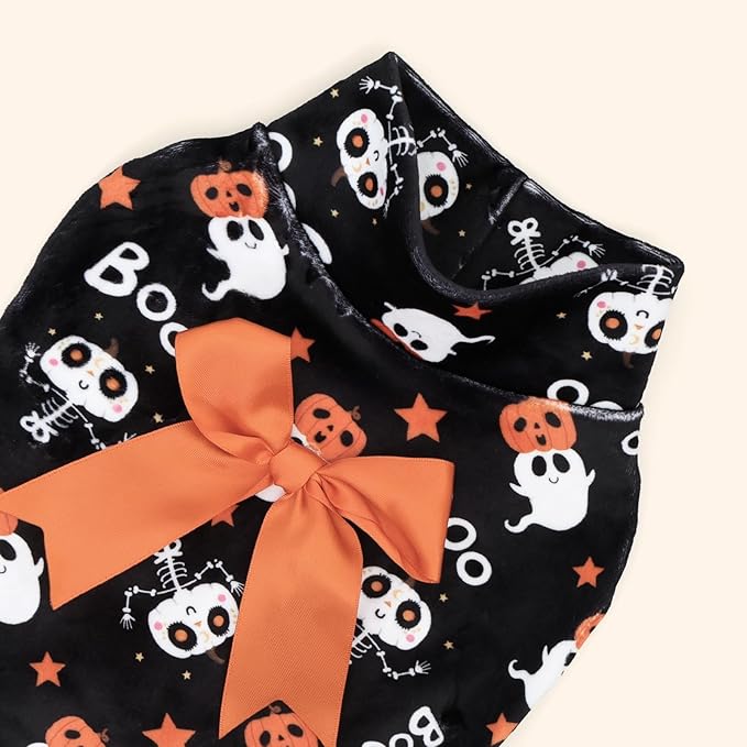 CuteBone Turtleneck Dog Velvet Dress Halloween Puppy Skirt Costume Pet Clothes Cat Apparel with Bow Hair Rope for Small Dogs CVD22S