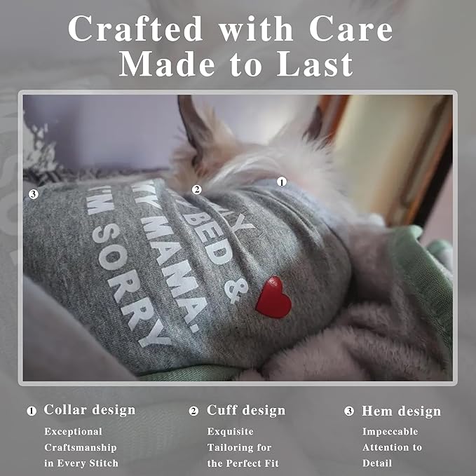 Stylish Cotton Dog Shirt with Print, Soft & Breathable, All-Season Comfort, Fits Most Breeds - Perfect Pet Apparel for Small, Medium, Large Dogs.Grey&xs