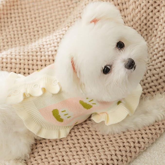 Cute Tulip Flower Sweater Winter Dog Sweater Puppy Coat Thick Dog Clothes for Small Medium Dogs Boy Girl
