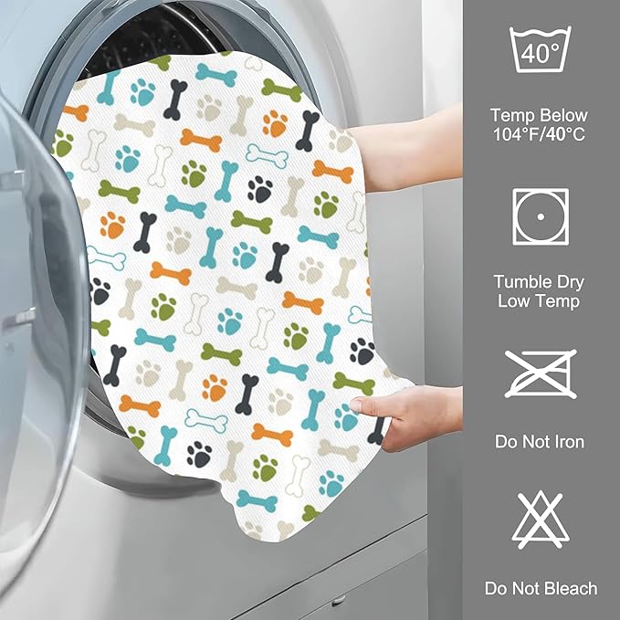 Hand Towels Set of 2 Colored Dog Footprint Towels for Bathroom Soft Absorbent Decorative Hand Bath Towels Dish Towels for Kitchen Sports Gym Yoga Home Decor 14 x 28 in
