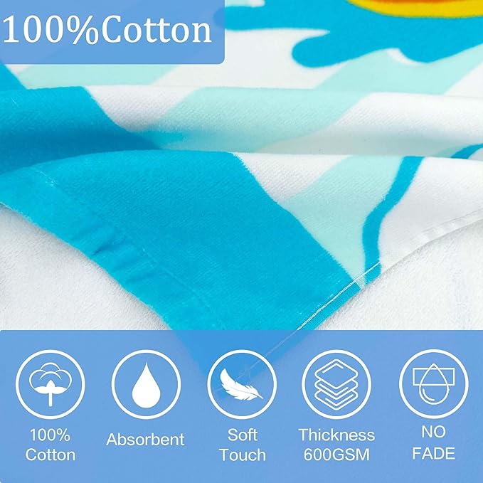 VOOVA & MOVAS Toddler Towels for Kids 3-8Years, 30''X50, Soft | Thick | 100% Cotton | Absorbent Towel Wrap, Perfect for Kids Beach, Pool, Bath, Swimming, Stripe Dog