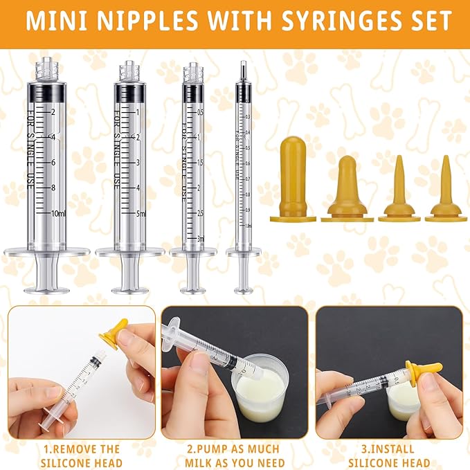 57 Pcs Puppy Kitten Whelping Supplies Whelping Kit for Puppies Birth Dog Kitten Bottle Feeding Kit for New Born Puppy Supplies Include Feeding Tube Etc(40 in Diameter)