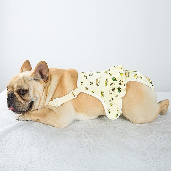 QBLEEV Dog Diapers Female Washable Sanitary Pantie with Adjustable Suspender, Reusable Doggie Diapers for Male Dogs in Heat, Cotton Puppy Pet Period Panties Dog Underwear for Teddy French Bulldog M
