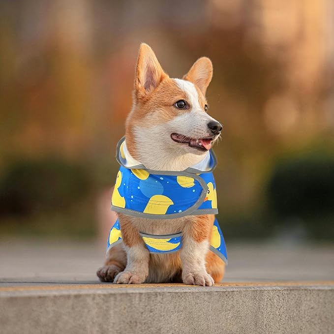 Dog Raincoat for Large Dogs Waterproof Jacket Hooded Rain Coats with Reflective Strips Leash Hole & Poncho Adjustable Fit (ShinyDuck,L)