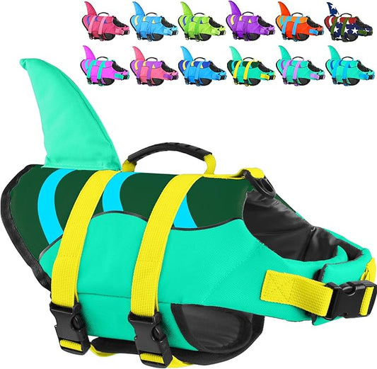 Fragralley Shark Dog Life Jacket, High Buoyancy with Tear-Resistant Nylon, Dog Float Vest for Swimming and Boating, Pet Life Preserver for Small Medium Large Dogs (PFD)