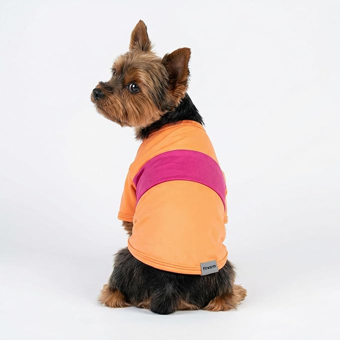 Fitwarm 3 Pack Color Block Striped Dog Shirt, Summer Dog Clothes for Small Dogs, Breathable Lightweight Dog Tshirt, Pet Outfit, Pink, Orange, Purple, Large
