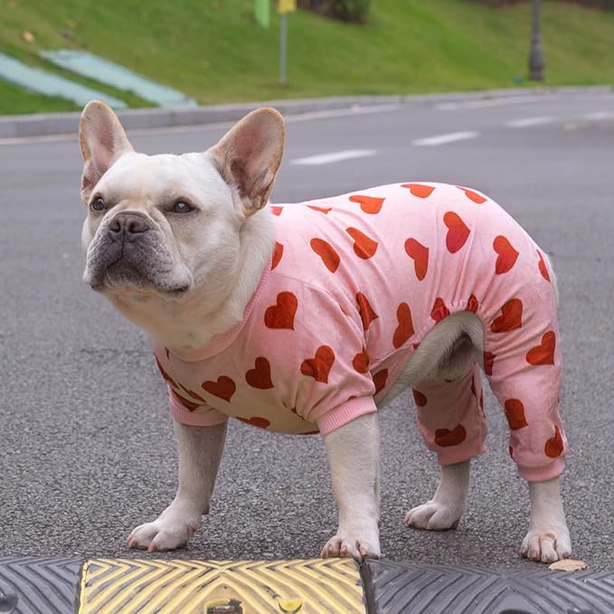 CuteBone Soft & Stretchy Dog Pajamas - Cozy Pet Jammies Breathable Jumpsuit for Small Dogs - All-Season Comfy Outfit Easy-On Pullover Design - Keeps Pets Warm & Comfortable P201S