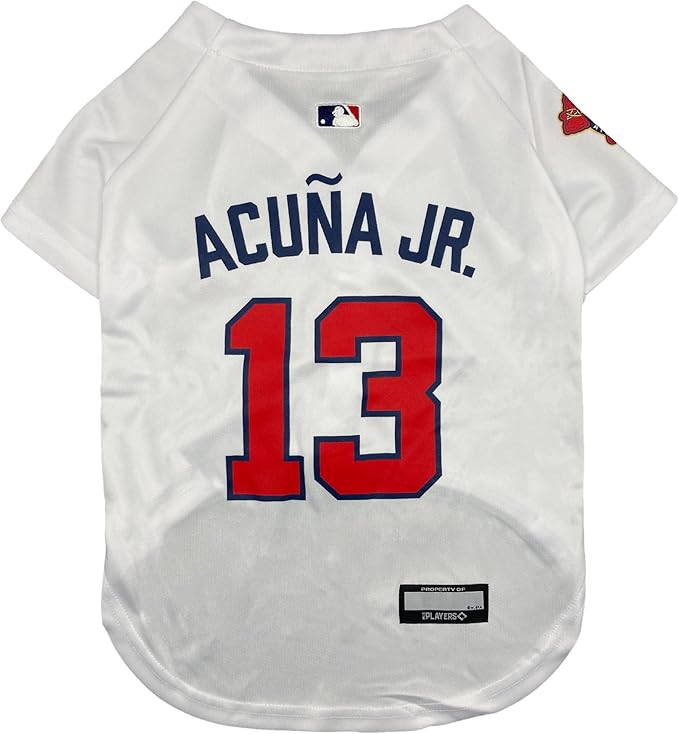 MLBPA - Ronald Acuna Jr. Ronald José Acuña Blanco Jr. #13 Pet Jersey - MLB Atlanta Braves Cat Mesh Jersey, X-Small