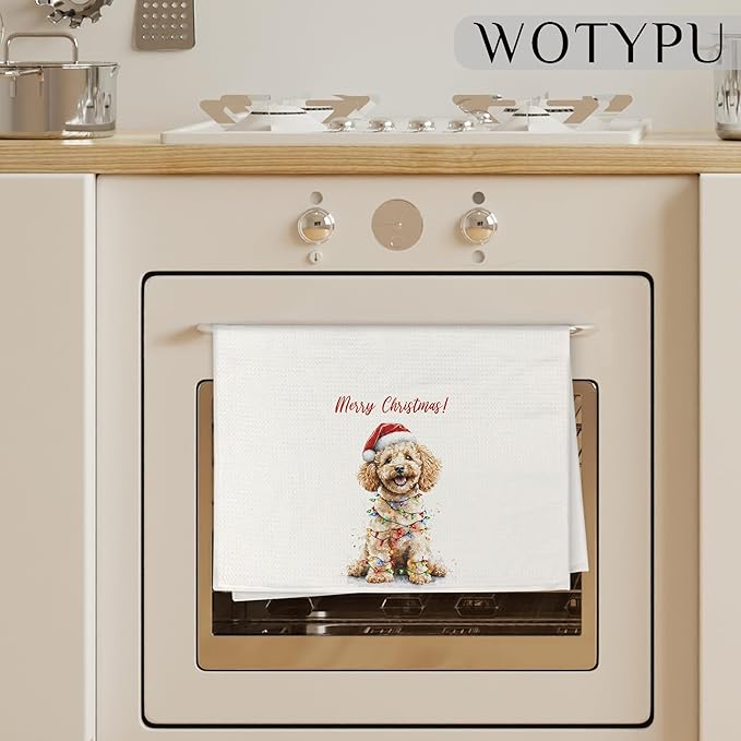Goldendoodle Christmas Kitchen Towels, Goldendoodle Gifts for Women Men Dish Tea Towels, Dog Lover Gifts Decorative Hand Towel for Bathroom, Christmas Bathroom Decor,16X24 Inch