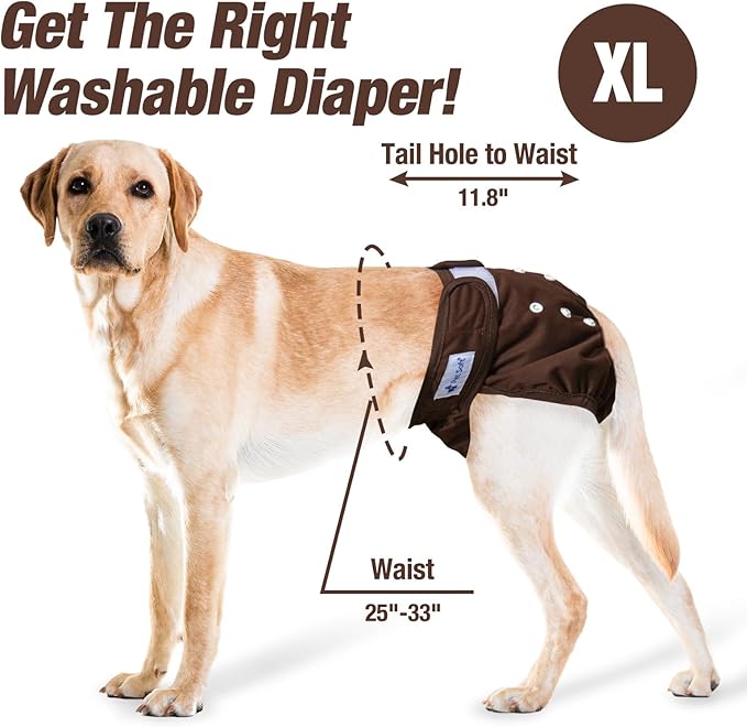 Pet Soft Washable Female Diapers (3 Pack) Female Dog Diapers, Comfort Reusable Doggy Diapers for Girl Dog in Period Heat (Deep Set, XL)