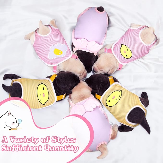 Nuanchu 3 Pcs Female Dog Diaper Sanitary Panties with Adjustable Suspender, Washable Reusable Doggie Diapers for Small Medium Large Dog in Heat Period Menstrual Pet Cats Ducks(Delicate Pattern,L)