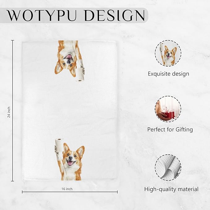 Funny Corgi Gifts Bathroom Hand Towels, Corgi Dog Lovers Gifts Decorative Hand Towels for Kids Guest Bathroom Washroom Half Bath, 16X24 Inch