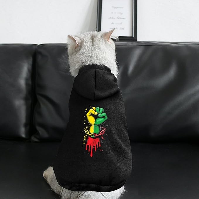 Dog Sweater Hoodie with Hat Colorful Fist Freedom and Unity Symbol Puppies Coat Hooded Sweatshirt Pullover Pet Puppy Cat Clothes for Small Medium Large XS